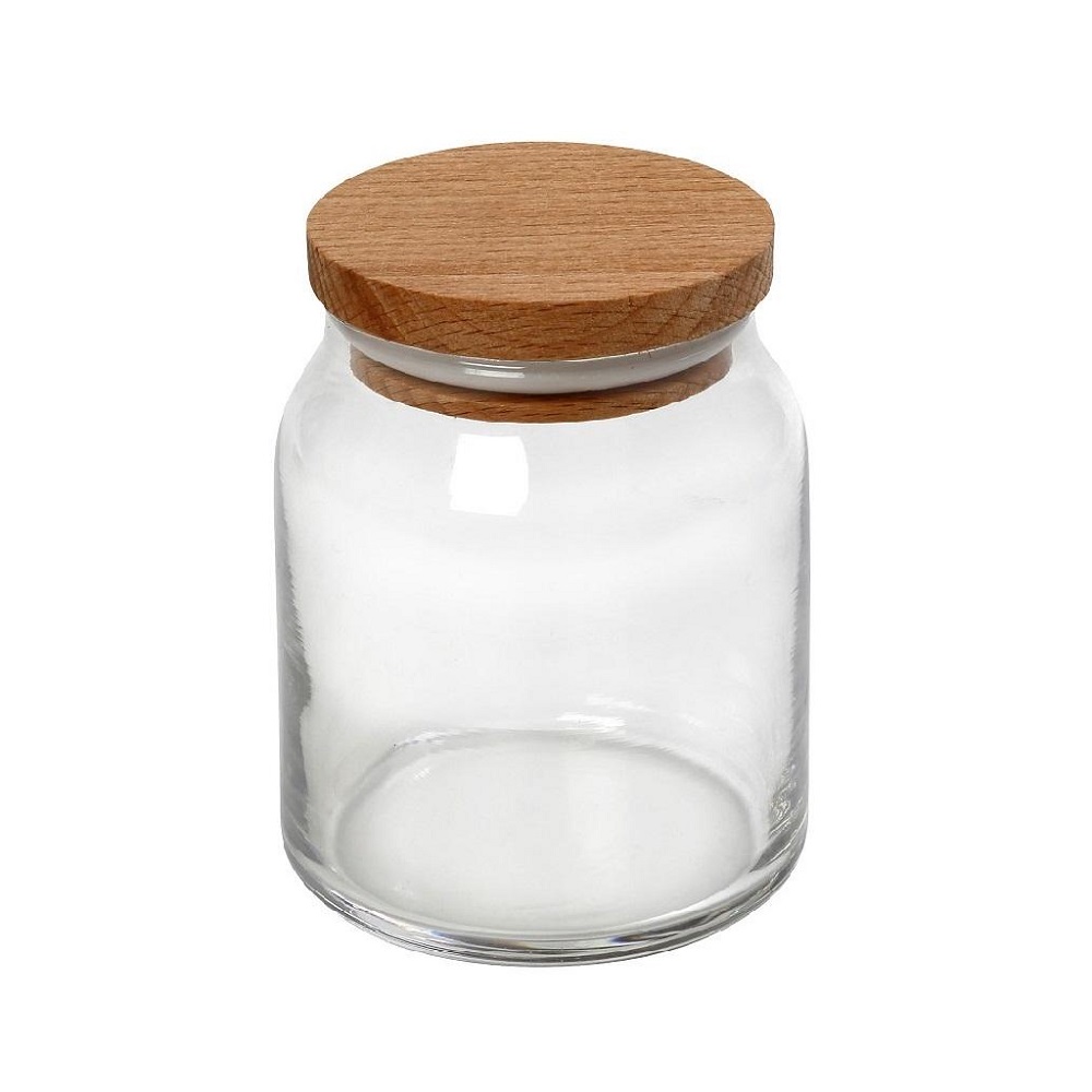 Δοχείο Γυάλινο 610ml Με Ξύλινο Καπάκι Φ10xH11cm Espiel KOP102K6 - 1