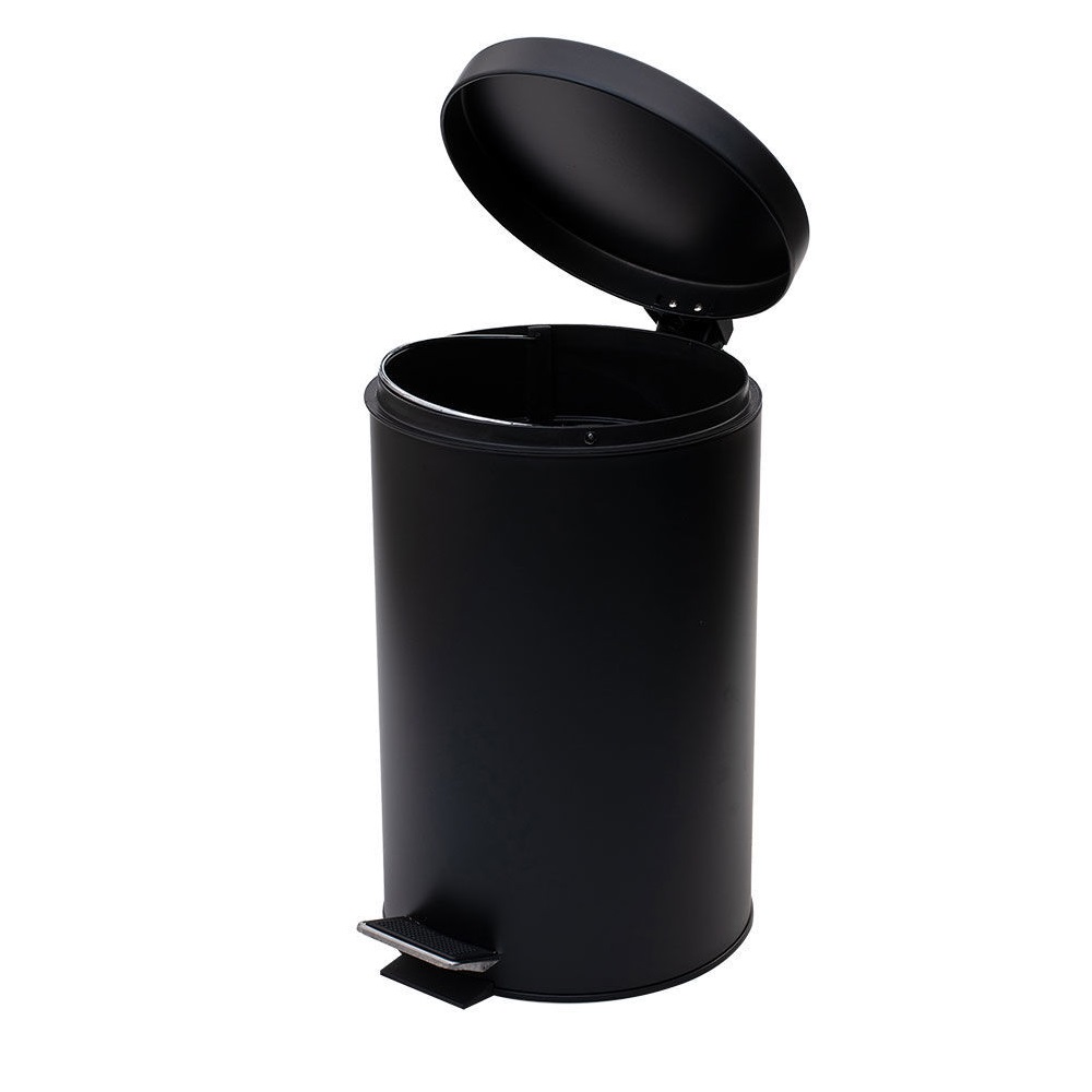 Χαρτοδοχείο Μπάνιου Μεταλλικό Soft Close 12Lt Μαύρο Ματ εstia Home Art 02-7904 - 2