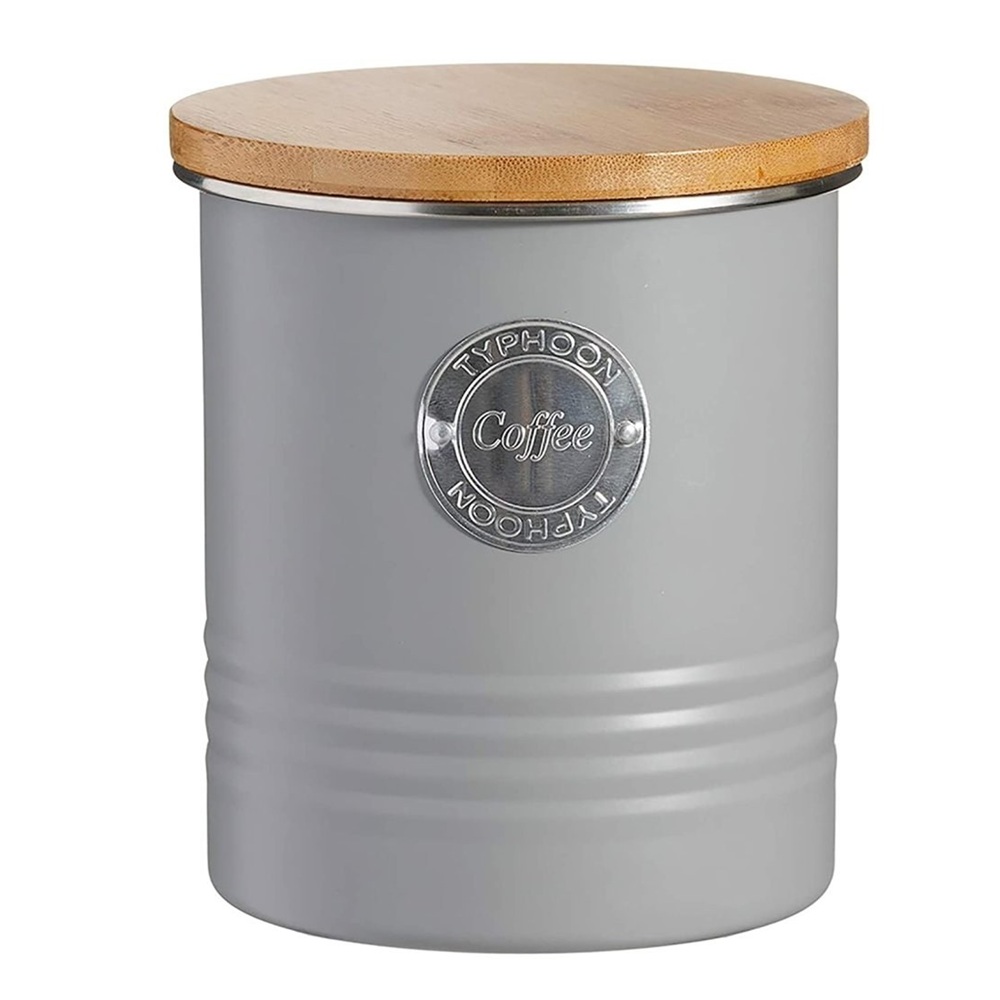 Δοχείο Καφέ Μεταλλικό Γκρι Φ12xH14cm 1Lt Με Καπάκι Bamboo Typhoon 1400.732 - 1