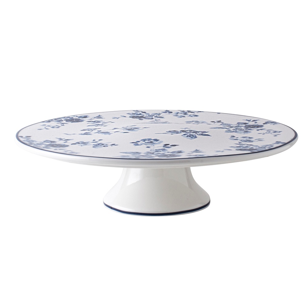 Τουρτιέρα Με Πόδι Πορσελάνης Φ31xH9,5cm Μπλε – Άσπρο China Rose Blueprint Laura Ashley LA182959 - 