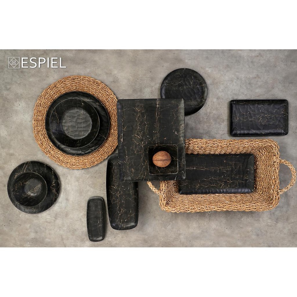 Πιάτο Ρηχό Στρογγυλό Μαύρο 21εκ Hybrid Black Wood Μελαμίνης TRIA HWM743 - 3