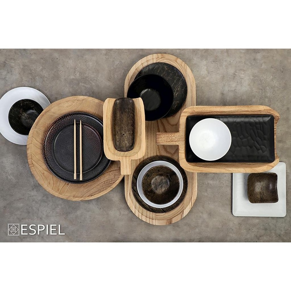 Πιάτο Ρηχό Στρογγυλό Μαύρο 21εκ Hybrid Black Wood Μελαμίνης TRIA HWM743 - 4