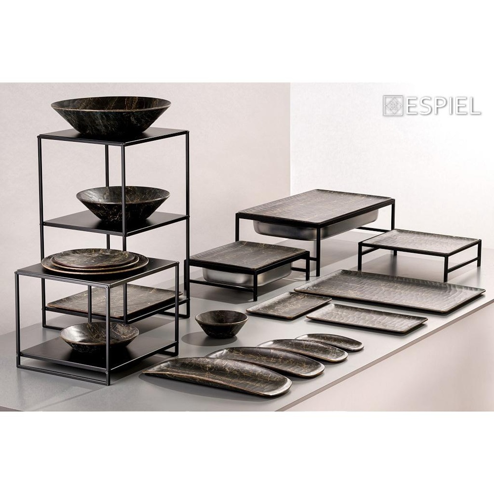 Πιάτο Ρηχό Στρογγυλό Μαύρο 21εκ Hybrid Black Wood Μελαμίνης TRIA HWM743 - 5