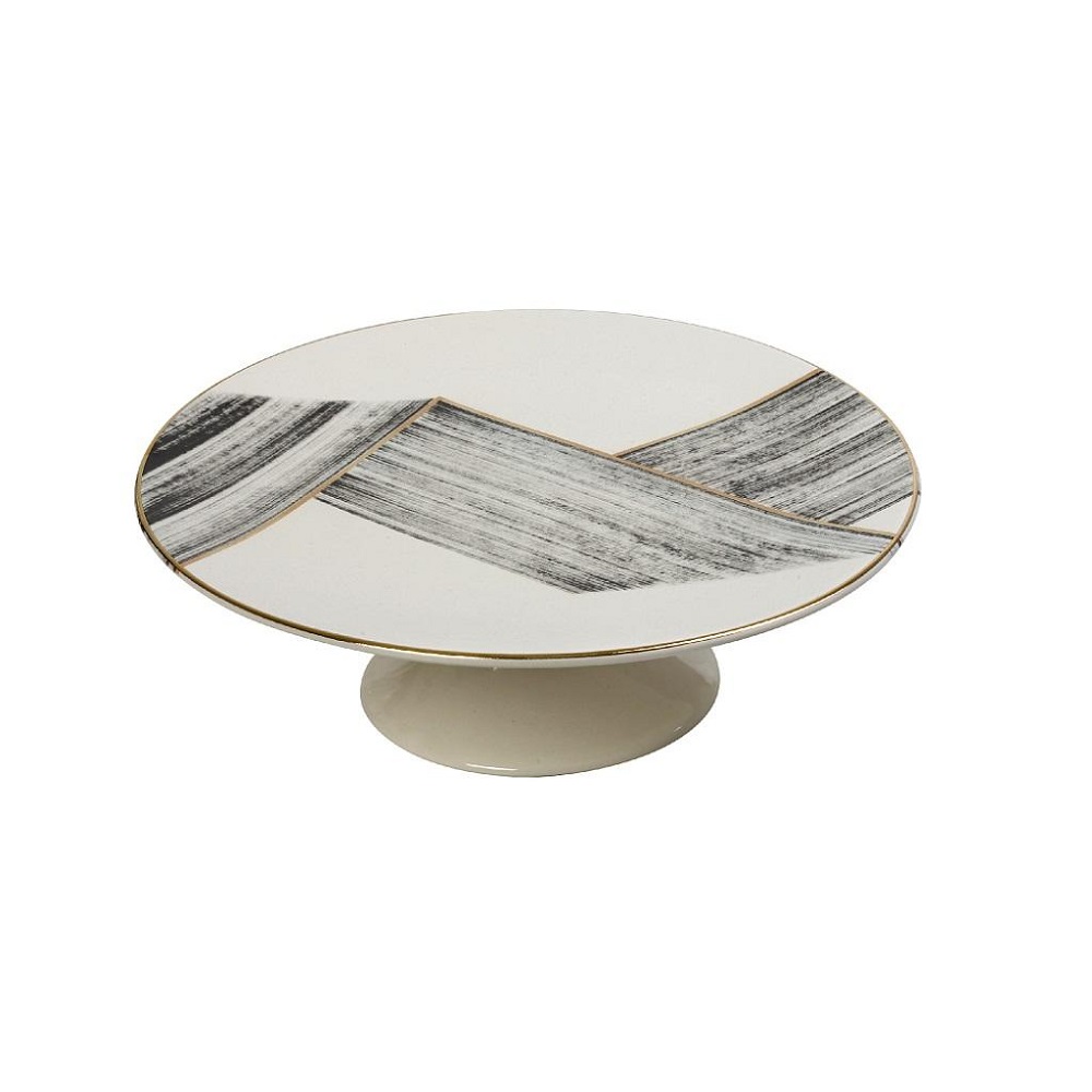 Τουρτιέρα Με Πόδι Κεραμική Γκρί Φ26xH8cm Thread Espiel ROV101 - 