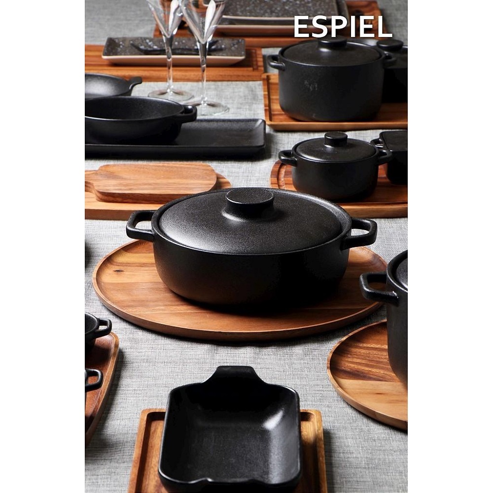 Κατσαρόλα Σερβιρίσματος Ρηχή Stoneware Μαύρη 30x23,5xH7,8cm Lava Espiel NOL103 - 3