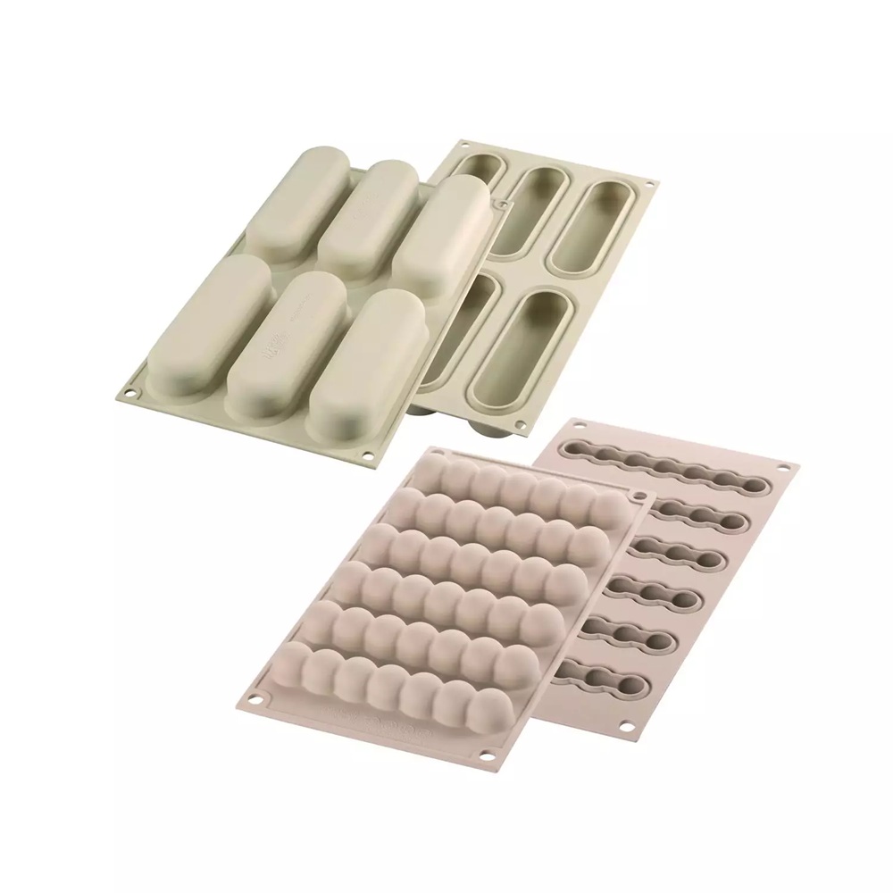 Κιτ Φόρμας Σιλικόνης Platinum 6 Θέσεων 130x38x44mm 140ml Chic Eclair Silikomart 25.284.13.0065 - 2