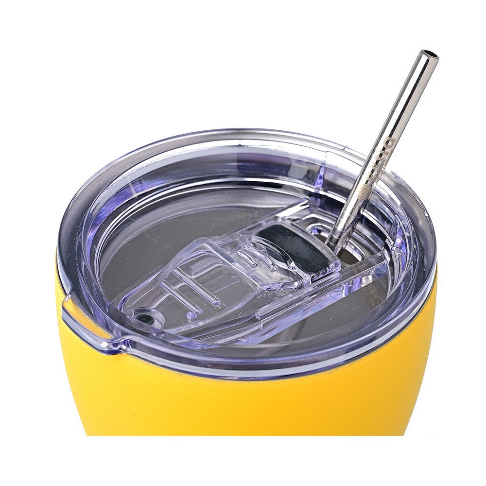 Ποτήρι Ισοθερμικό Pineapple Yellow Διπλού Τοιχώματος Ανοξείδωτο 18/8 350ml & Ανοξείδωτο Καλαμάκι & Βουρτσάκι Καθαρισμού Save the Aegean εstia Home Art 01-12458 - 4