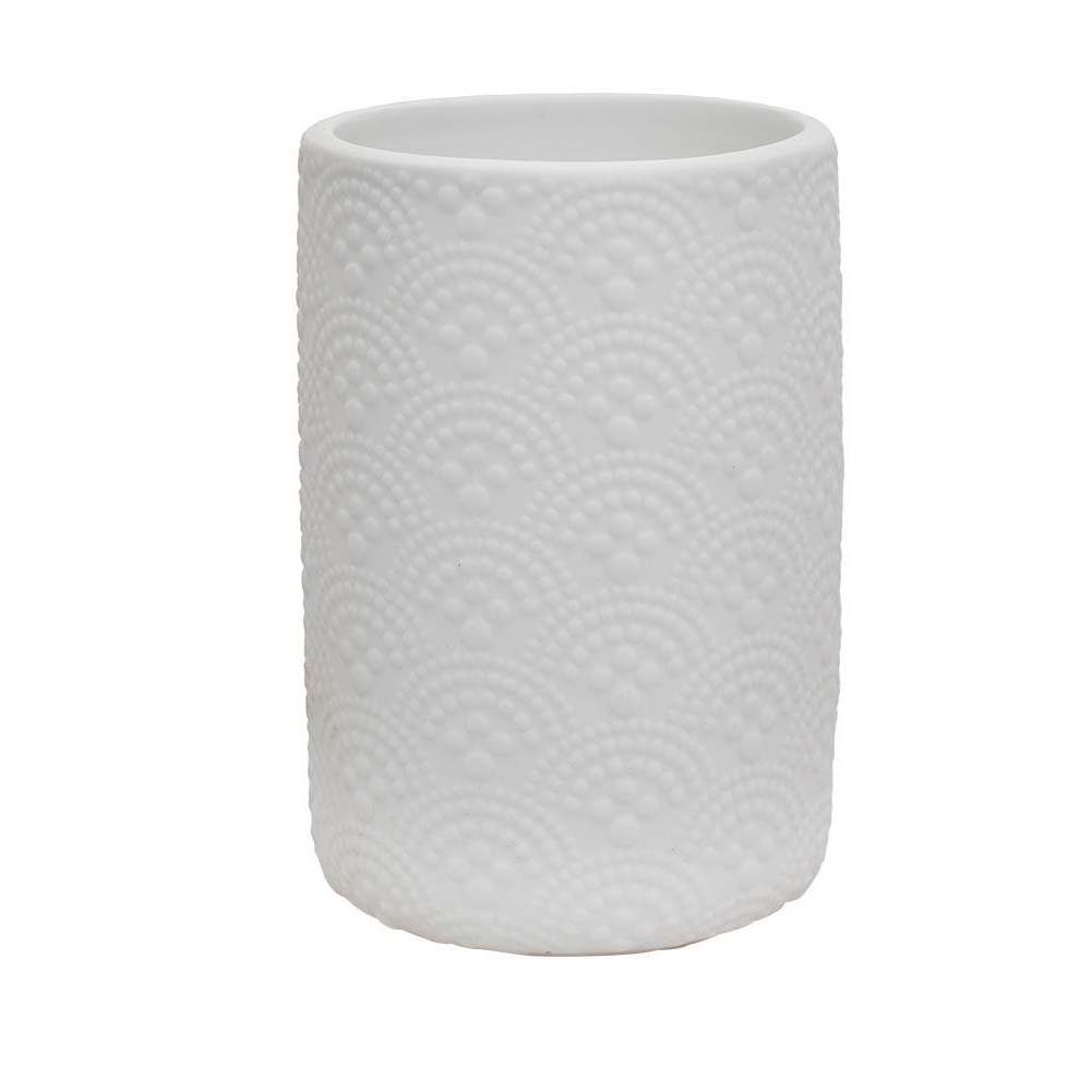 Ποτηράκι Μπάνιου Κεραμικό Λευκό Φ7,7xH11,3cm Clay εstia Home Art 02-11482 - 