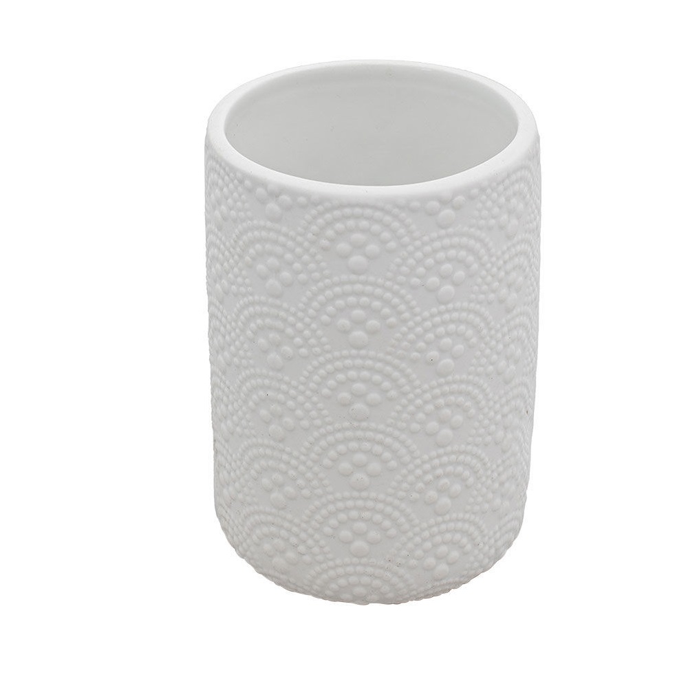 Ποτηράκι Μπάνιου Κεραμικό Λευκό Φ7,7xH11,3cm Clay εstia Home Art 02-11482 - 2