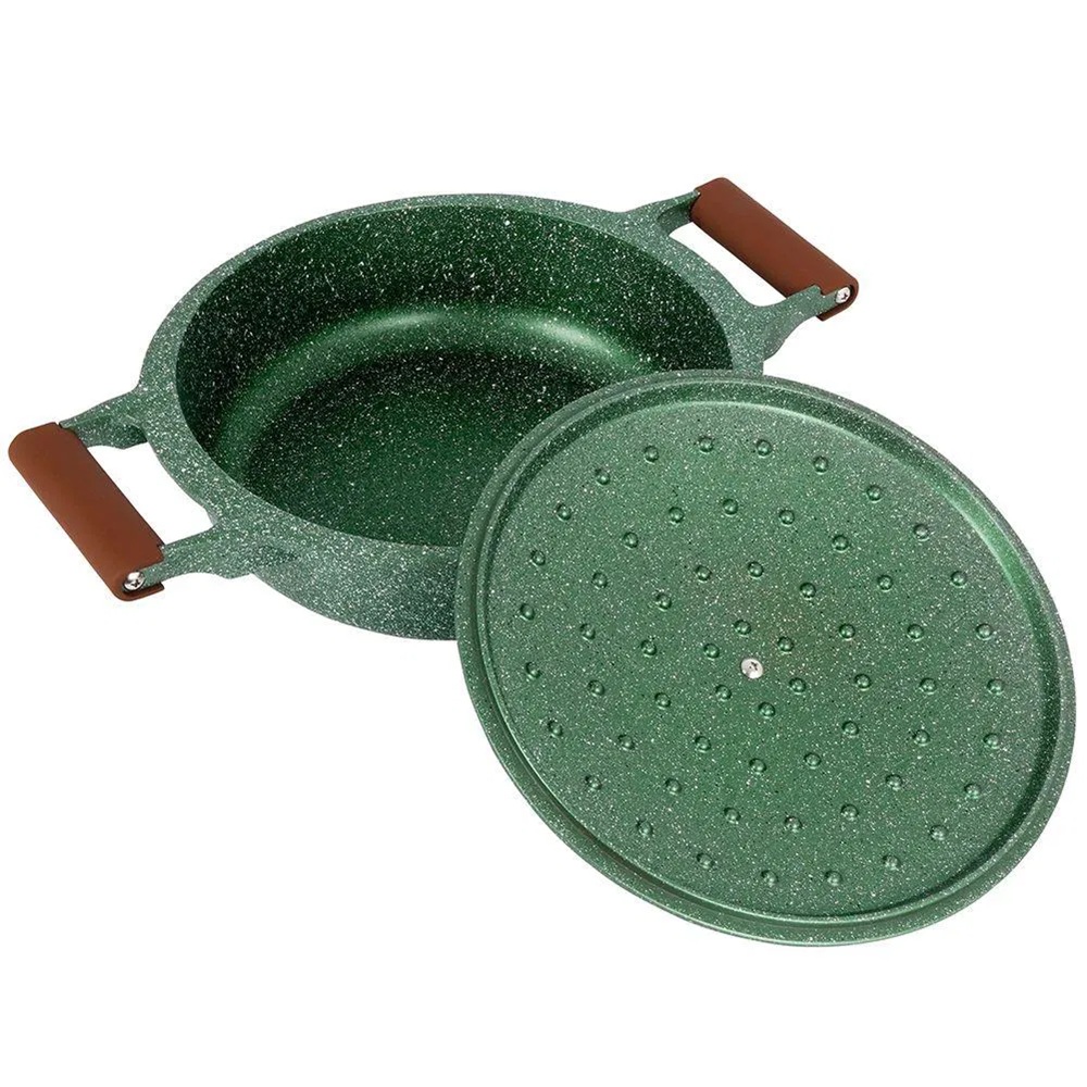 Ημίχυτρα Πλακερό Χυτό Αλουμίνιο Με Καπάκι Αντικολλητική Stone 26cm Ωmega NAVA 10-255-035 - 3