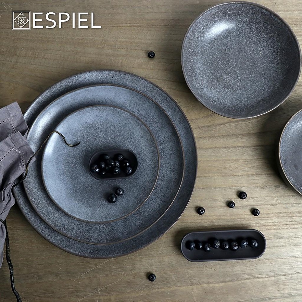 Πιάτο Ρηχό Στρογγυλό Stoneware Φ33,5xH3,5cm Grey Etna Espiel FRL103 - 3