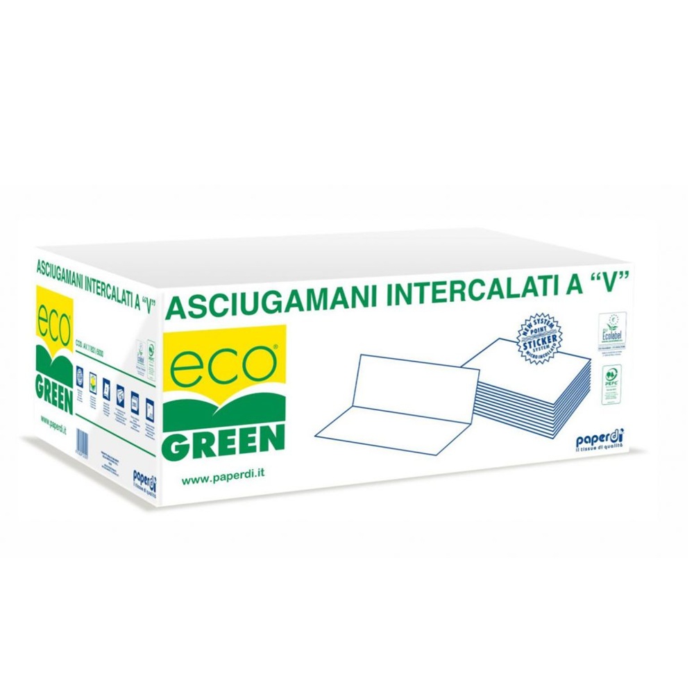 Χειροπετσέτα Χαρτιού 2Φ V-Fold Eco Green 21x21cm 5000τεμ Finezza XE-XE-17 - 