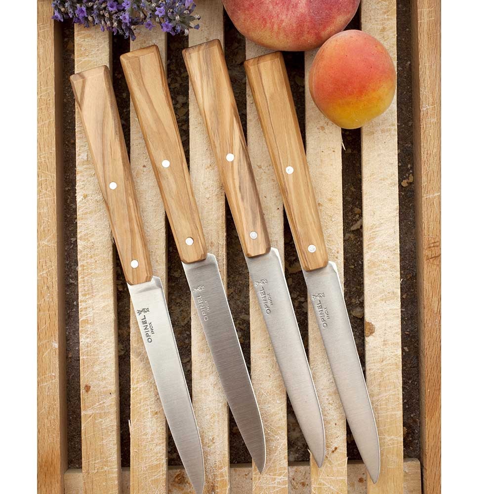 Μαχαίρια Steak Κουτί 4 Τεμαχίων 10,16cm Ατσάλι Sandvik 12C27 Bon Appétit Olive Wood Opinel 001515 - 3