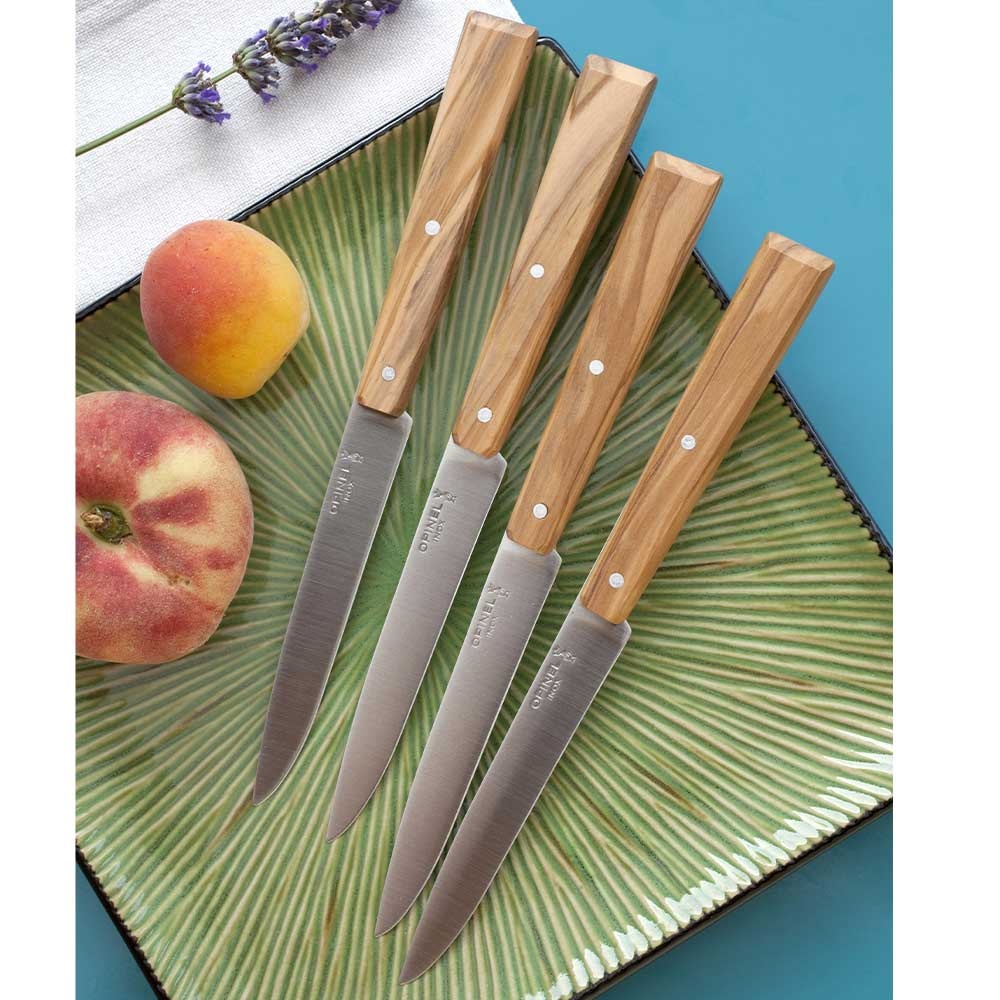 Μαχαίρια Steak Κουτί 4 Τεμαχίων 10,16cm Ατσάλι Sandvik 12C27 Bon Appétit Olive Wood Opinel 001515 - 4