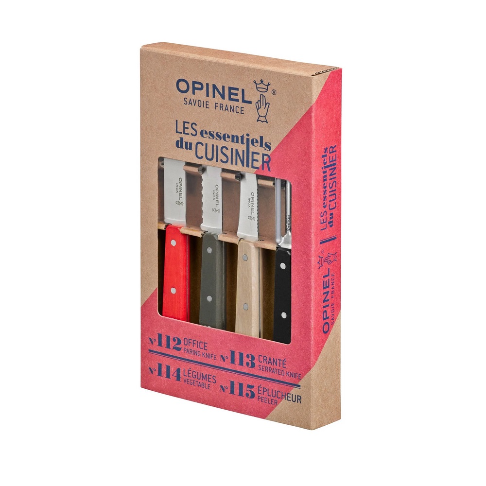 Μαχαίρια Κουζίνας Σετ 4 Τεμαχίων Ατσάλι 12c27/Ξύλο Οξιάς "Les Essentiels" Loft Opinel 001626 - 1
