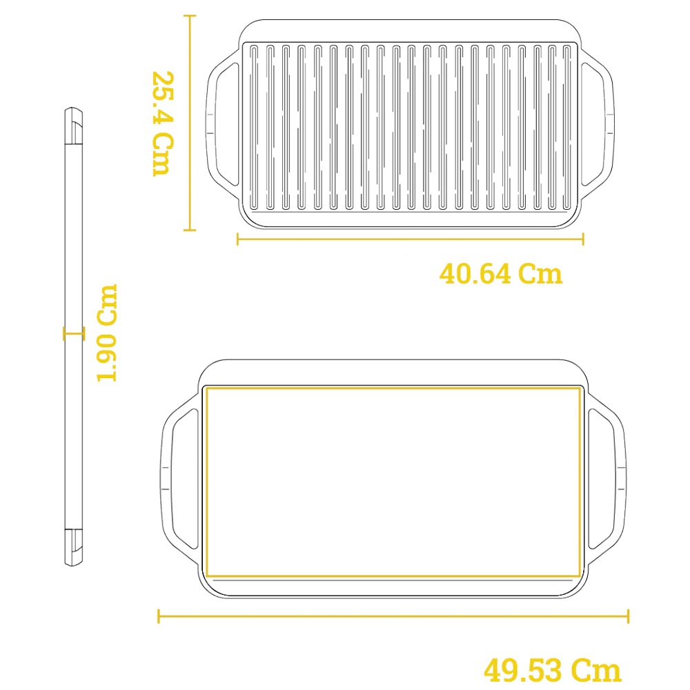 Επιφάνεια Ψησίματος Μαντεμένια Διπλής Όψης Σχάρα / Πλάκα 49,53x25,4xH1,9cm Chef Collection Lodge LCDRG - 4