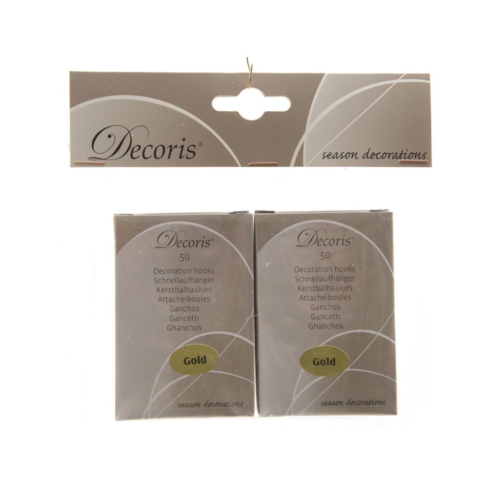 Γαντζάκια Κρεμάστρες Στολιδιών Μεταλλικά Χρυσά 50τμχ Decoris 400010