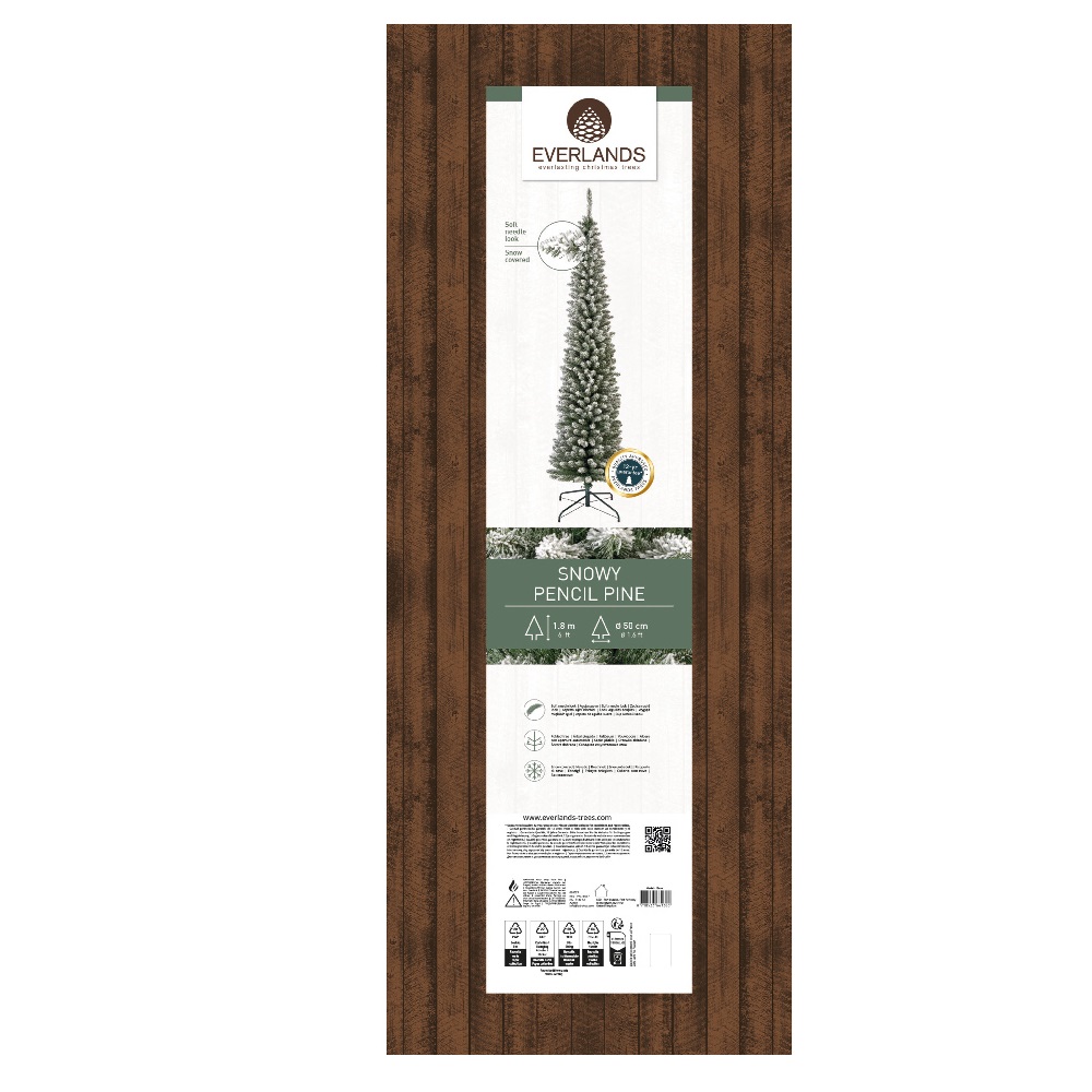 Χριστουγεννιάτικο Δέντρο Snowy Pencil Pine 180cm με 430 Κλαδιά και Εφέ Χιονιού - Everlands 684021 - 5