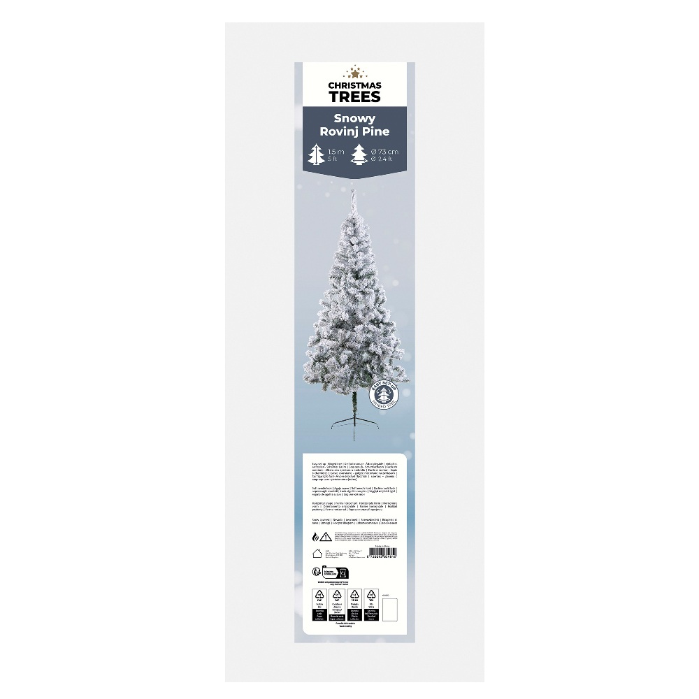 Χριστουγεννιάτικο Δέντρο Snowy Rovinj Pine 150cm με Χιονισμένο Φινίρισμα και Μεταλλική Βάση Everlands 684260 - 5