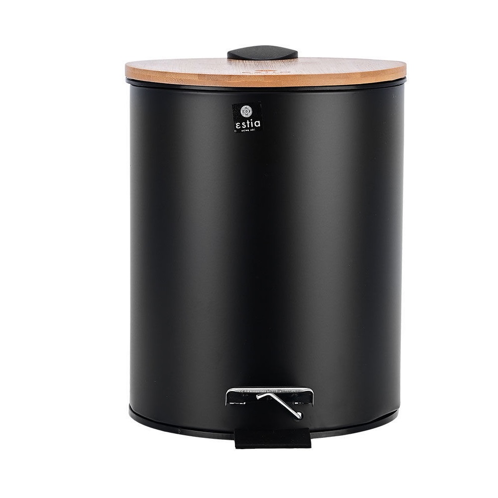 Χαρτοδοχείο Μπάνιου Μεταλλικό Soft Close 5Lt Μαύρο Bamboo Essentials εstia Home Art 02-12748 - 1