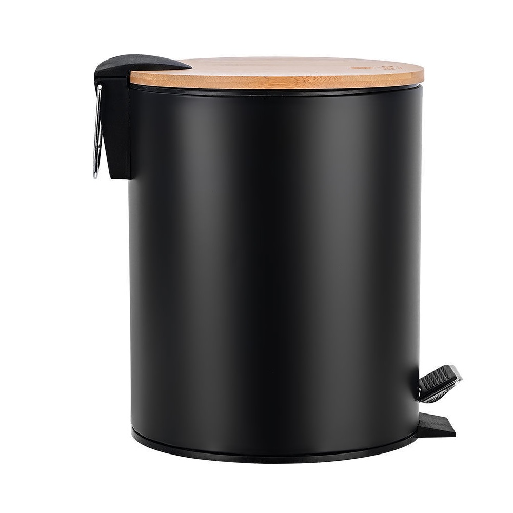 Χαρτοδοχείο Μπάνιου Μεταλλικό Soft Close 5Lt Μαύρο Bamboo Essentials εstia Home Art 02-12748 - 3