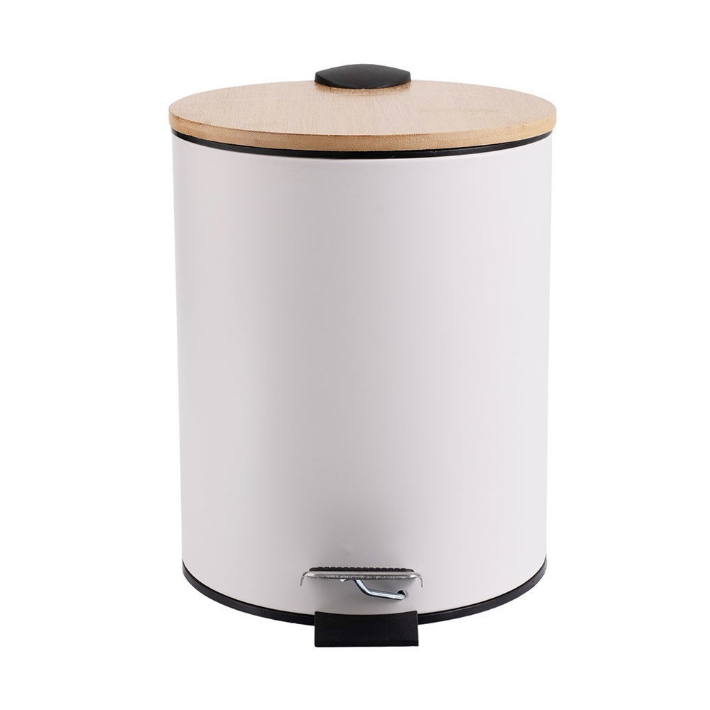 Χαρτοδοχείο Μπάνιου Μεταλλικό Soft Close 5Lt Λευκό Bamboo Essentials εstia Home Art 02-12731 - 1