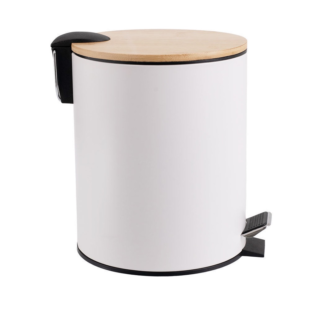 Χαρτοδοχείο Μπάνιου Μεταλλικό Soft Close 5Lt Λευκό Bamboo Essentials εstia Home Art 02-12731 - 3