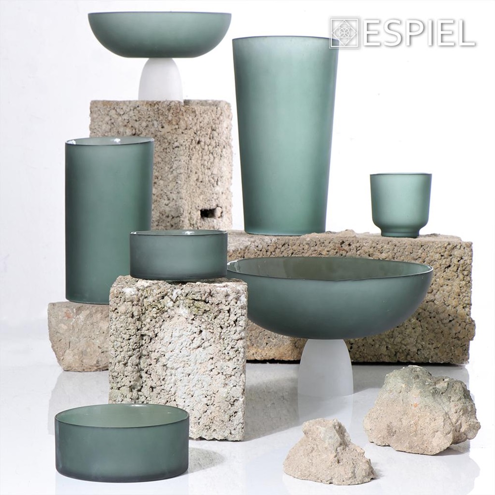 Κηροπήγιο Γυάλινο Κυπαρισσί Φ15xH6cm Caprice Modern Espiel DAC1713 - 2