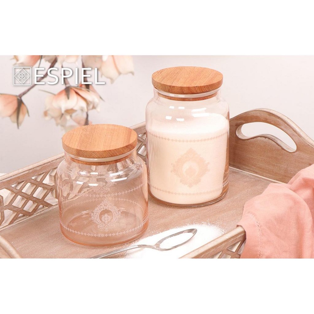 Δοχείο Γυάλινο 890ml Με Καπάκι Φ10xH14,5cm Beige Helen Espiel RAB605 - 4