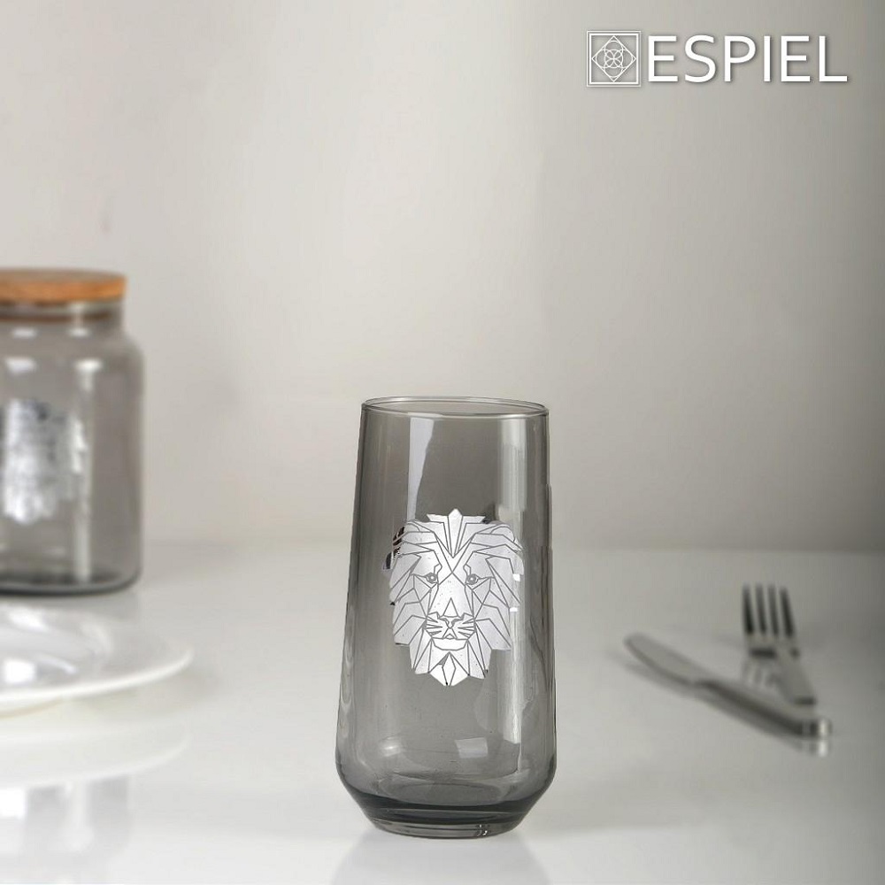 Δοχείο Γυάλινο 635ml Ασημί Φ10xH11cm Με Καπάκι Jungle Lion Espiel RAB621 - 3