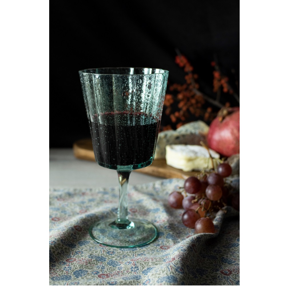 Ποτήρια Κρασιού 380ml Φ9,2xH17,9cm Πράσινο Φυσητό Γυαλί Σετ 4 τμχ Σε Συσκευασία Δώρου Laura Ashley LA183208 - 4