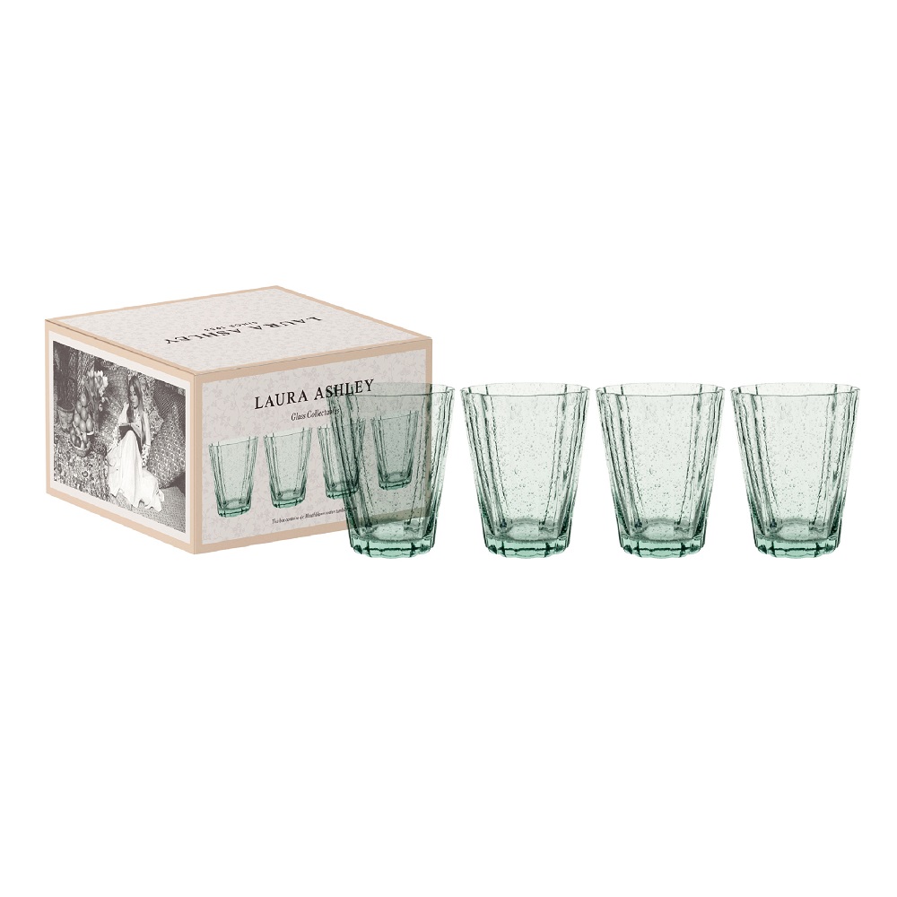 Ποτήρια Ουίσκι 250ml Φ8,3xH9,7cm Πράσινο Φυσητό Γυαλί Σετ 4 τμχ Σε Συσκευασία Δώρου Laura Ashley LA183202 - 2