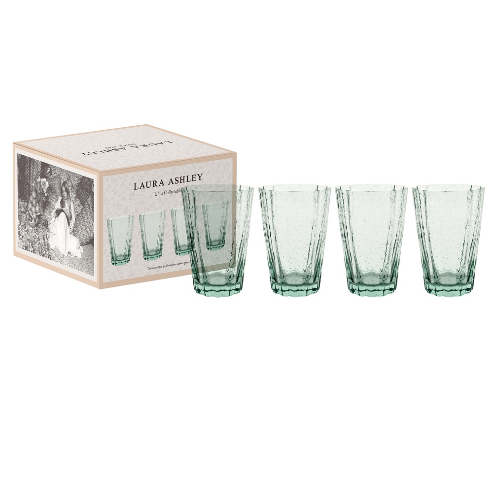 Ποτήρια Νερού 410ml Φ9xH12,9cm Πράσινο Φυσητό Γυαλί Σετ 4 τμχ Σε Συσκευασία Δώρου Laura Ashley LA183204 - 2