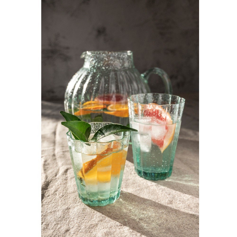 Ποτήρια Νερού 410ml Φ9xH12,9cm Πράσινο Φυσητό Γυαλί Σετ 4 τμχ Σε Συσκευασία Δώρου Laura Ashley LA183204 - 4