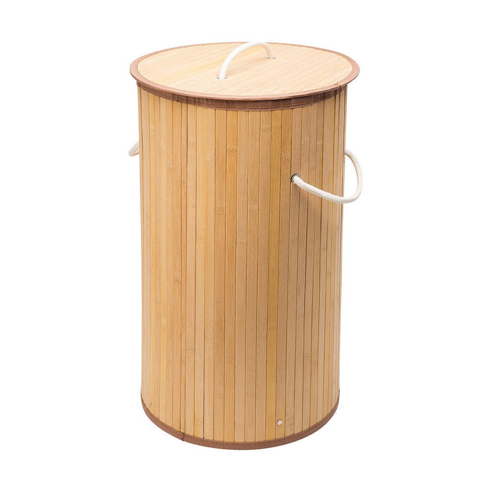 Καλάθι Απλύτων Στρογγυλό Πτυσσόμενο 57Lt Bamboo Essentials εstia Home Art 02-12823 - 2