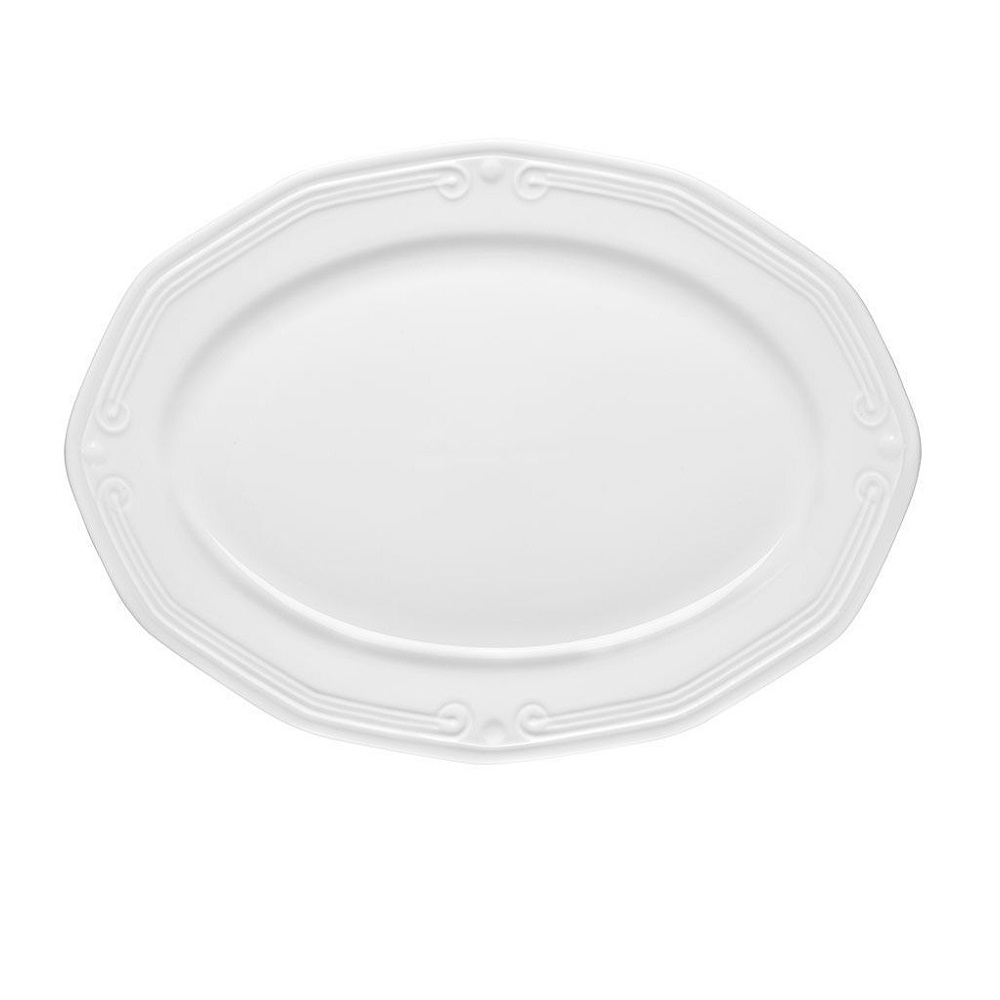 Πιατέλα Οβάλ Πορσελάνης Λευκή 25x18cm Ανάγλυφο Athénée εstia Home Art 07-13479 - 1
