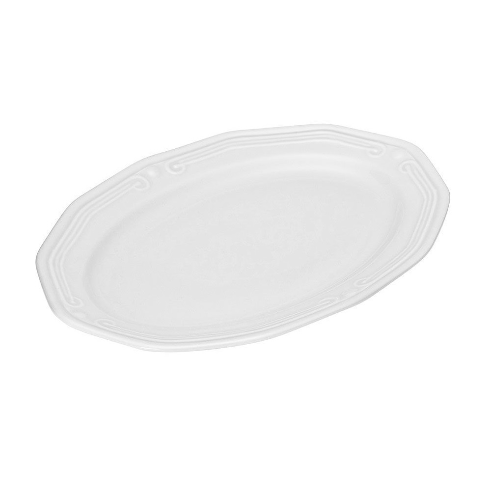 Πιατέλα Οβάλ Πορσελάνης Λευκή 25x18cm Ανάγλυφο Athénée εstia Home Art 07-13479 - 2