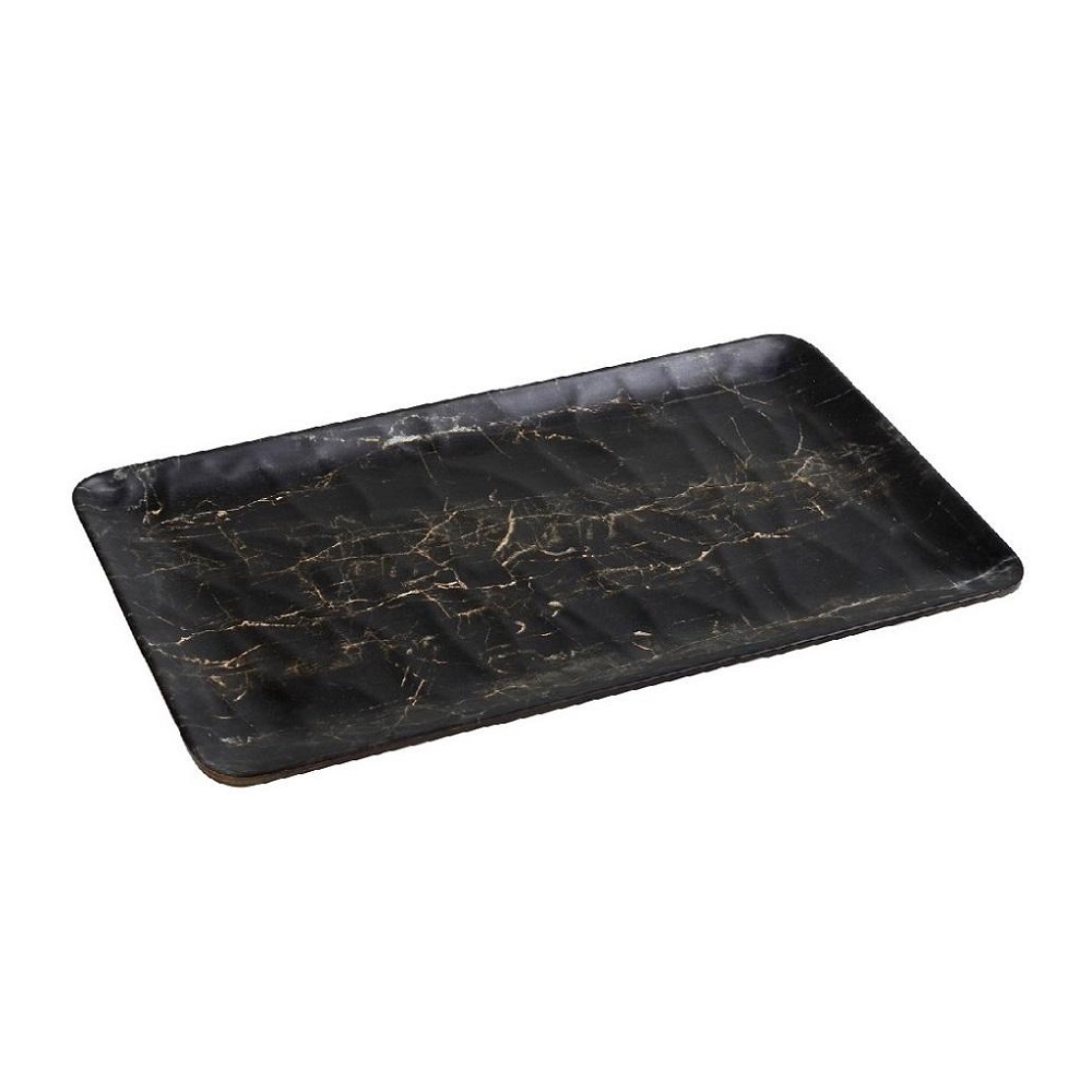 Πιατέλα Μελαμίνης Ορθογώνια 32,5x17,5xH1,5cm Hybrid Black Wood Tria HWM536K30 - 1