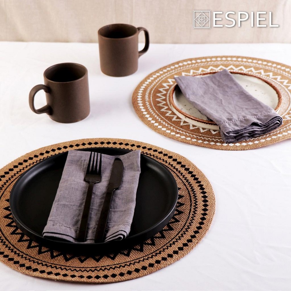 Σουπλά Φαγητού Γιούτα Καφέ-Μαύρο Φ38xH1cm Espiel PUL507K6 - 3