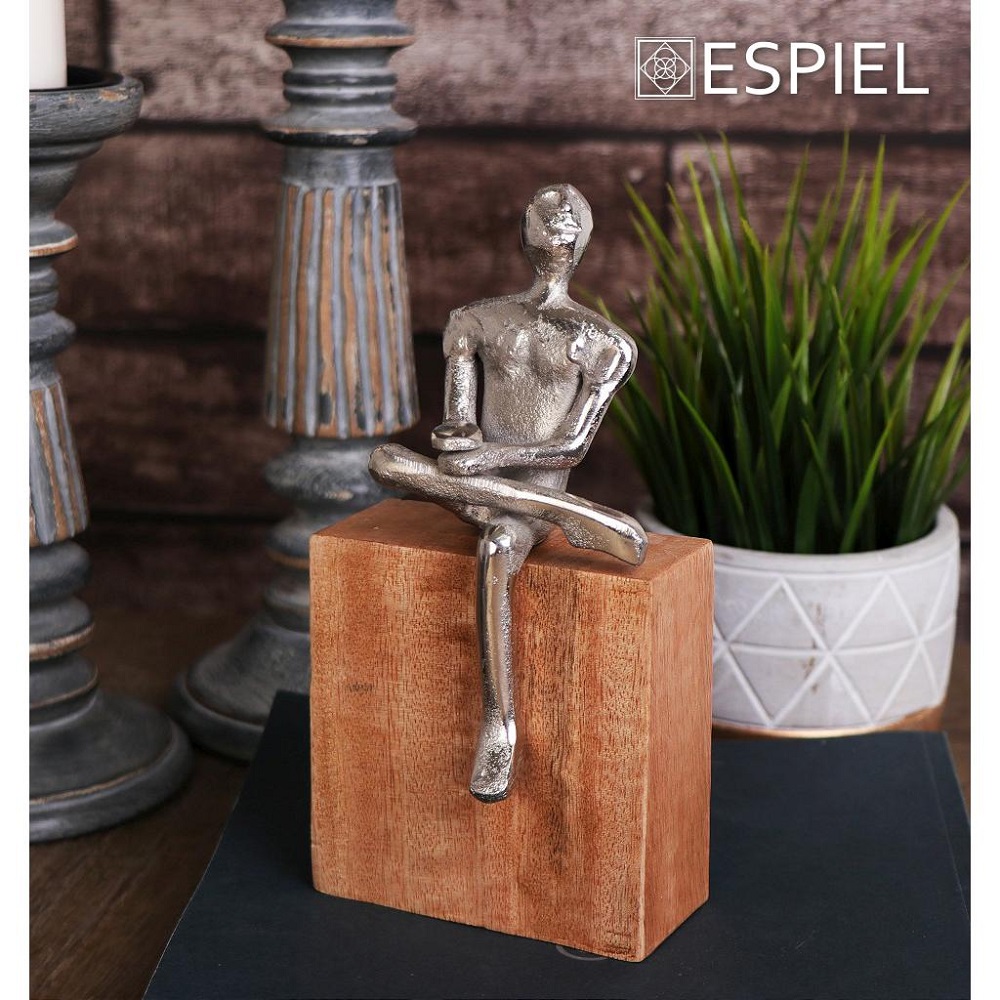 Φιγούρα Μεταλλική Ασημί Σε Ξύλινη Βάση 7x4xH19cm Espiel FRI144K2 - 2