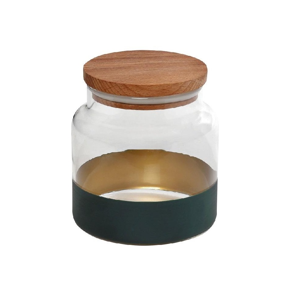 Δοχείο Γυάλινο 635ml Με Καπάκι Φ10xH11cm Green-Gold Alfa Espiel RAB631