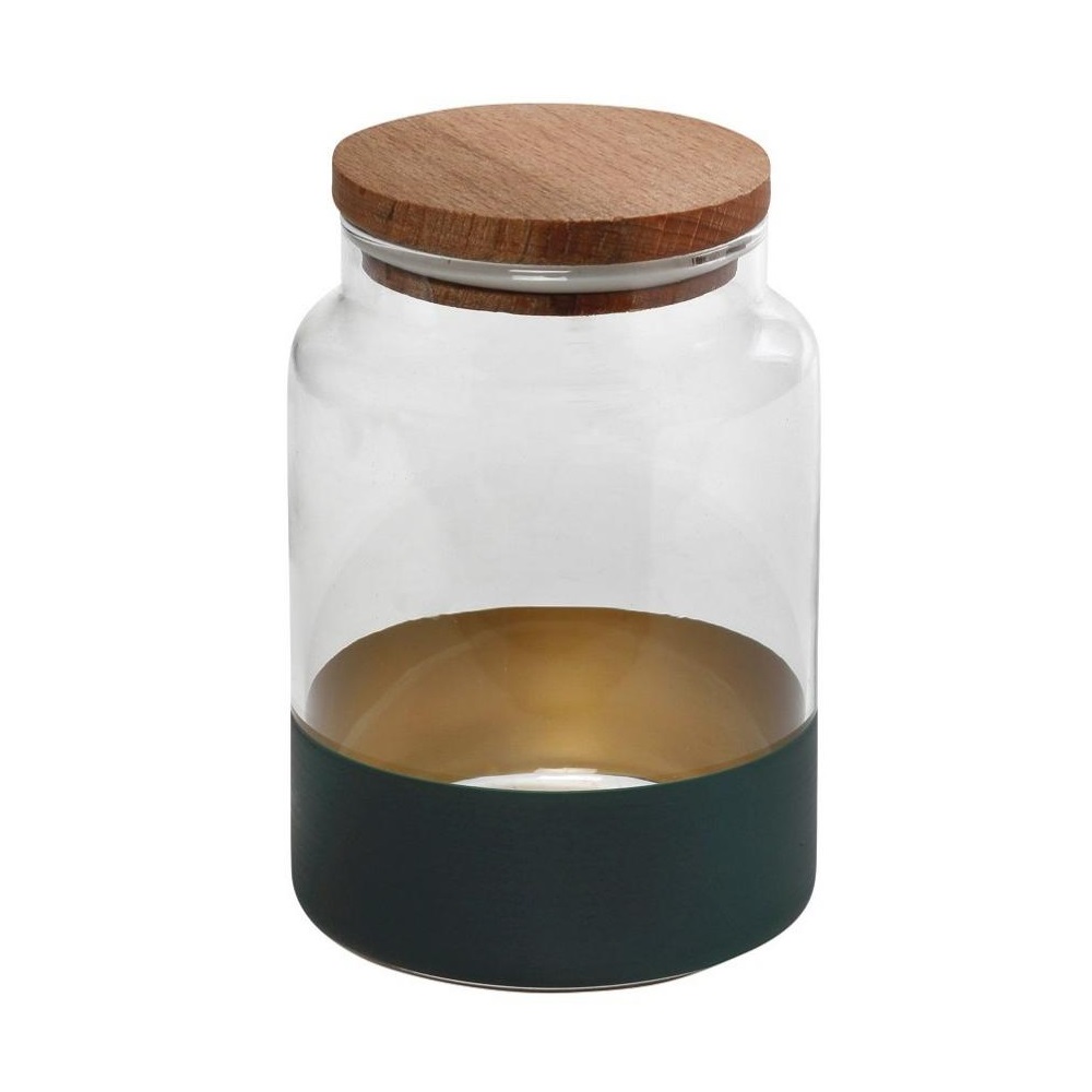 Δοχείο Γυάλινο 890ml Με Καπάκι Φ10xH14,5cm Green-Gold Alfa Espiel RAB632