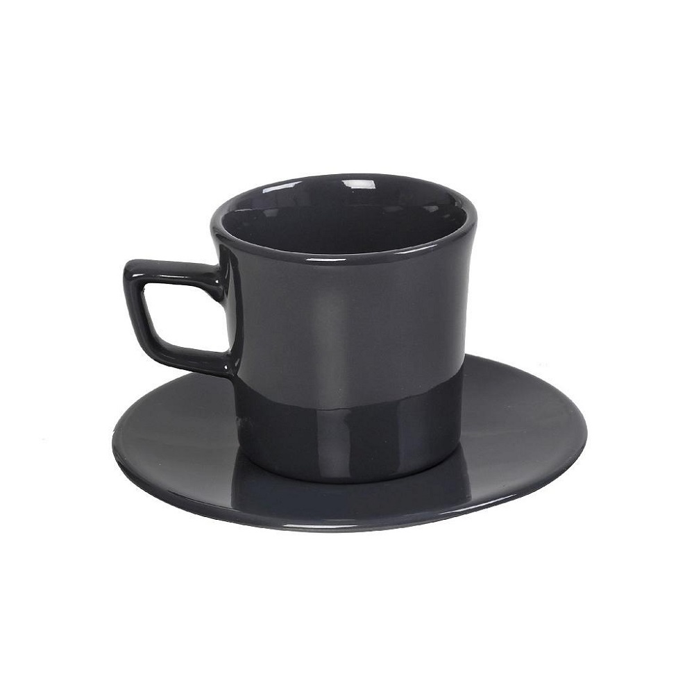 Φλιτζάνι Πορσελάνης Espresso 100ml & Πιατάκι Ø11xH7cm Anthracite Essentials Espiel OWB105K6 - 1
