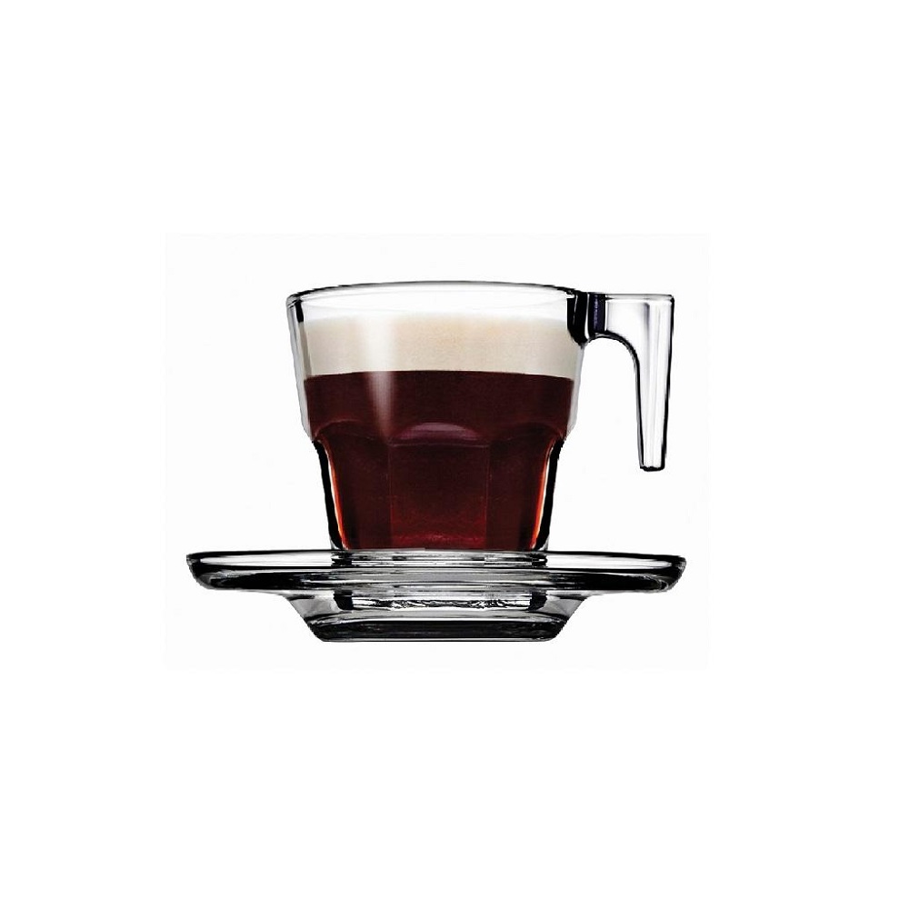 Φλιτζάνι Γυάλινο Espresso 70ml & Πιατάκι Φ5,9xH6cm Casablanca Pasabahce SP95753G6 - 