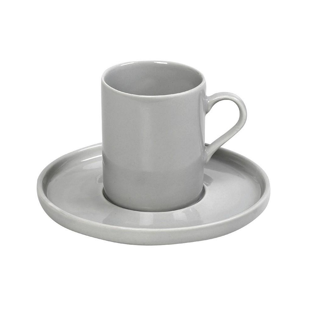 Φλιτζάνι Πορσελάνης Espresso 100ml & Πιατάκι Step Φ12,5xH7,5cm Light Grey Essentials Espiel OWA104K6 - 