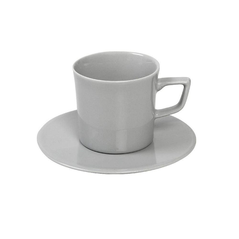 Φλιτζάνι Πορσελάνης Espresso 100ml & Πιατάκι Φ11xH7cm Light Grey Essentials Espiel OWA105K6 - 