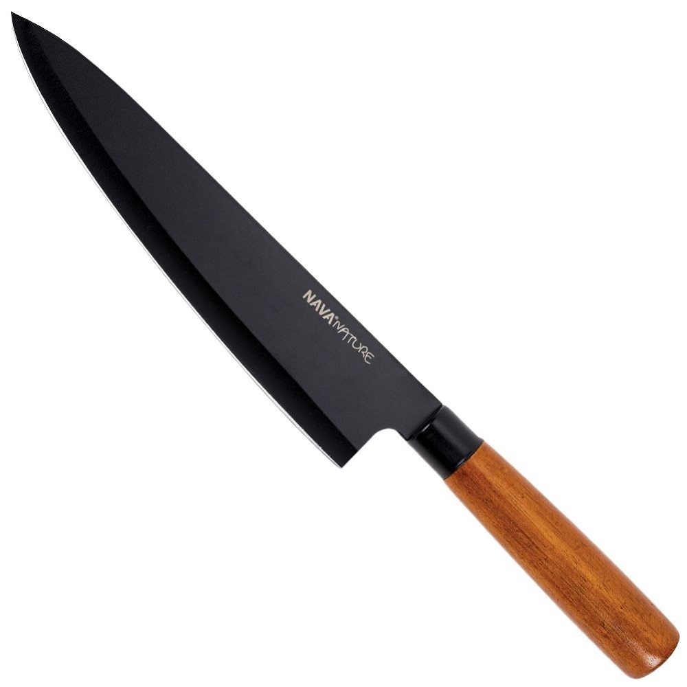 Μαχαίρι Chef Ανοξείδωτο 31cm Με Αντικολλητική Επίστρωση & Ξύλινη Λαβή Nature Nava 10-054-020 - 