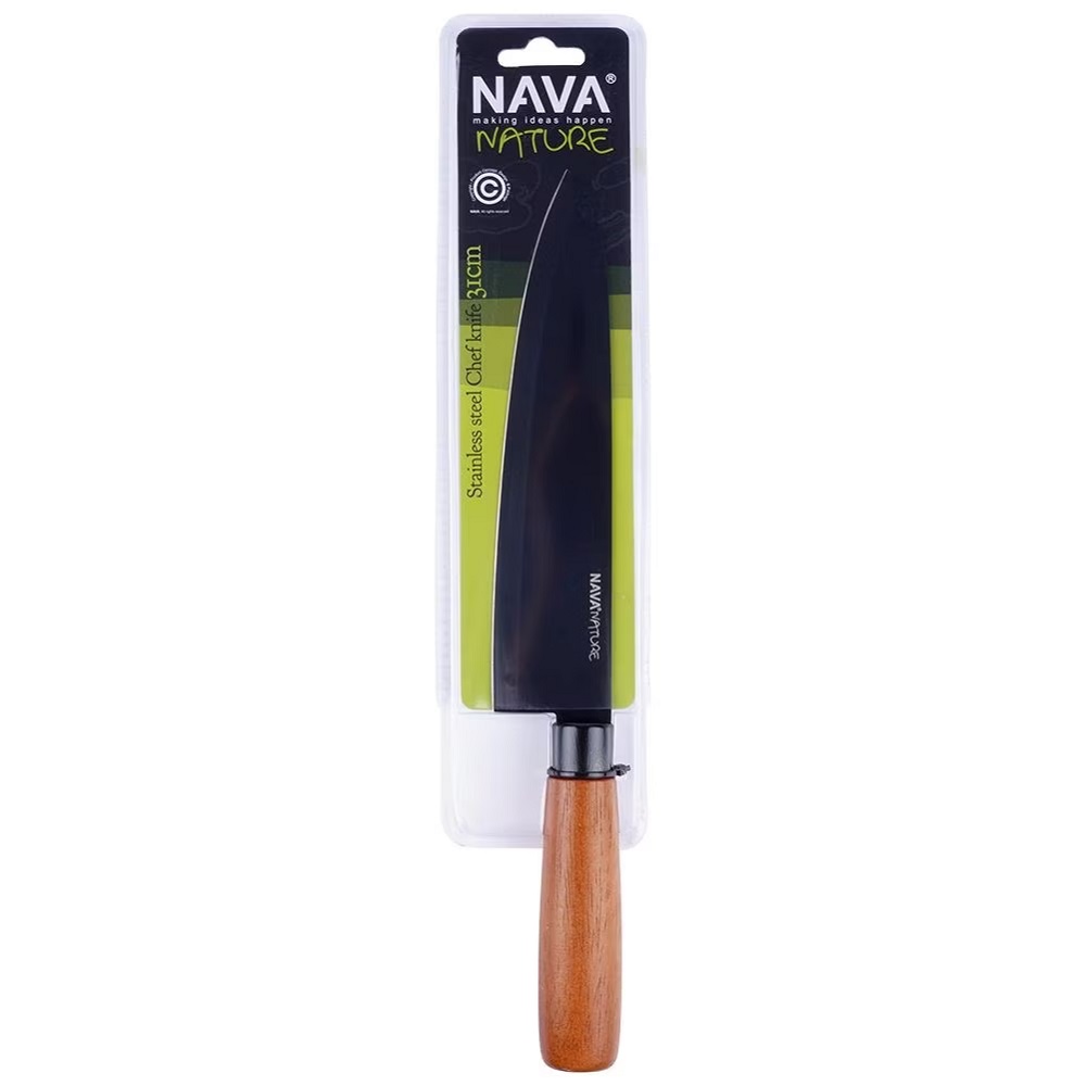 Μαχαίρι Chef Ανοξείδωτο 31cm Με Αντικολλητική Επίστρωση & Ξύλινη Λαβή Nature Nava 10-054-020 - 4