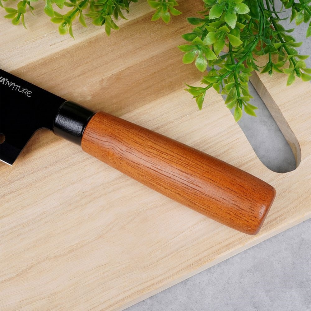 Μαχαίρι Santoku Ανοξείδωτο 29,5cm Με Αντικολλητική Επίστρωση & Ξύλινη Λαβή Nature Nava 10-054-021 - 3