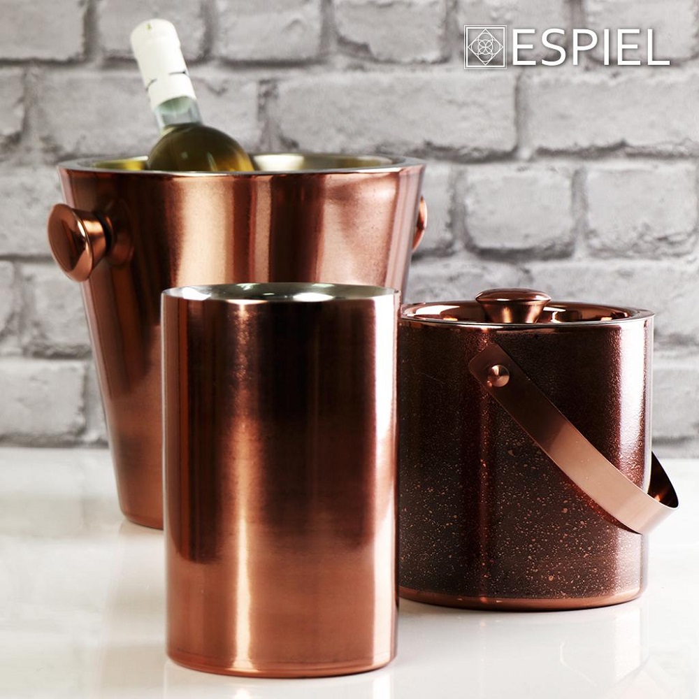 Wine Cooler Ανοξείδωτο 18/0 1450ml Διπλότοιχο Γυαλιστερό Χάλκινο Ø12xH18cm Espiel LMC103 - 2